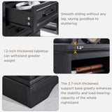 ACCOHOHO 18" Farmhouse Nightstand with Charging Station,End Table with 2 Drawers Storage,Side Table,Bedside Cabinet for Bedroom,Living Room,Black ACCOHOHO