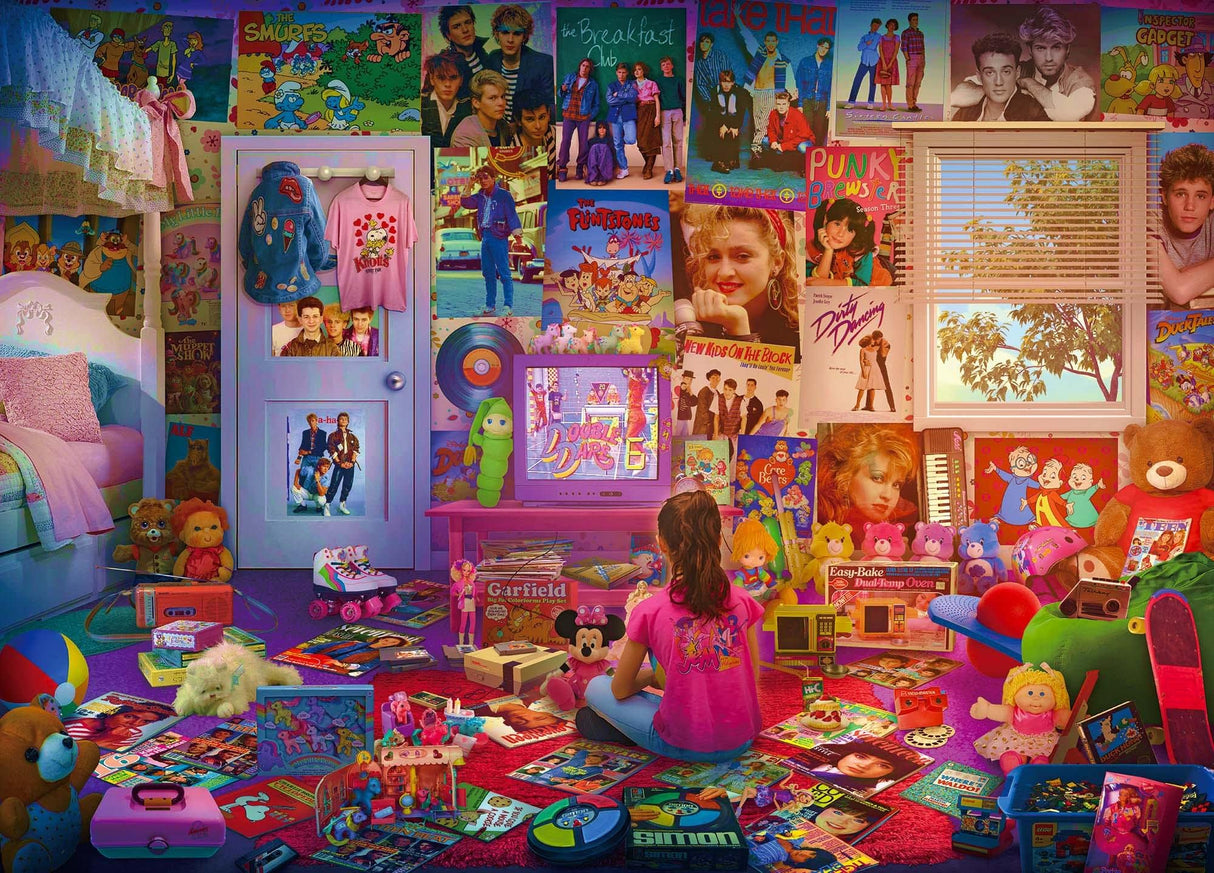 Daydreams '80s and '90s Pop Culture 1000-Piece Jigsaw Puzzle by Rachid Lotf | Educational Brain Teaser, Nostalgic Retro Toys & Games for Kids, Building Kit Activities | 28 x 20 Inches Toynk