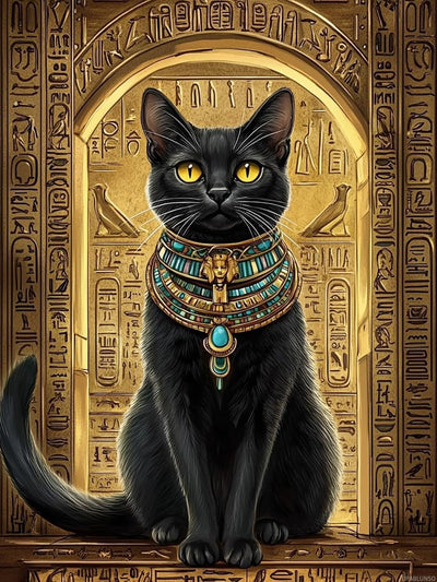 UPABLUNSO 5D Egyptian Bastet Cat Diamond Art Kits for Adults DIY Round Full Drill Diamond Paintings Gem Art for Beginners Home Wall Decor 12x16 Inch
