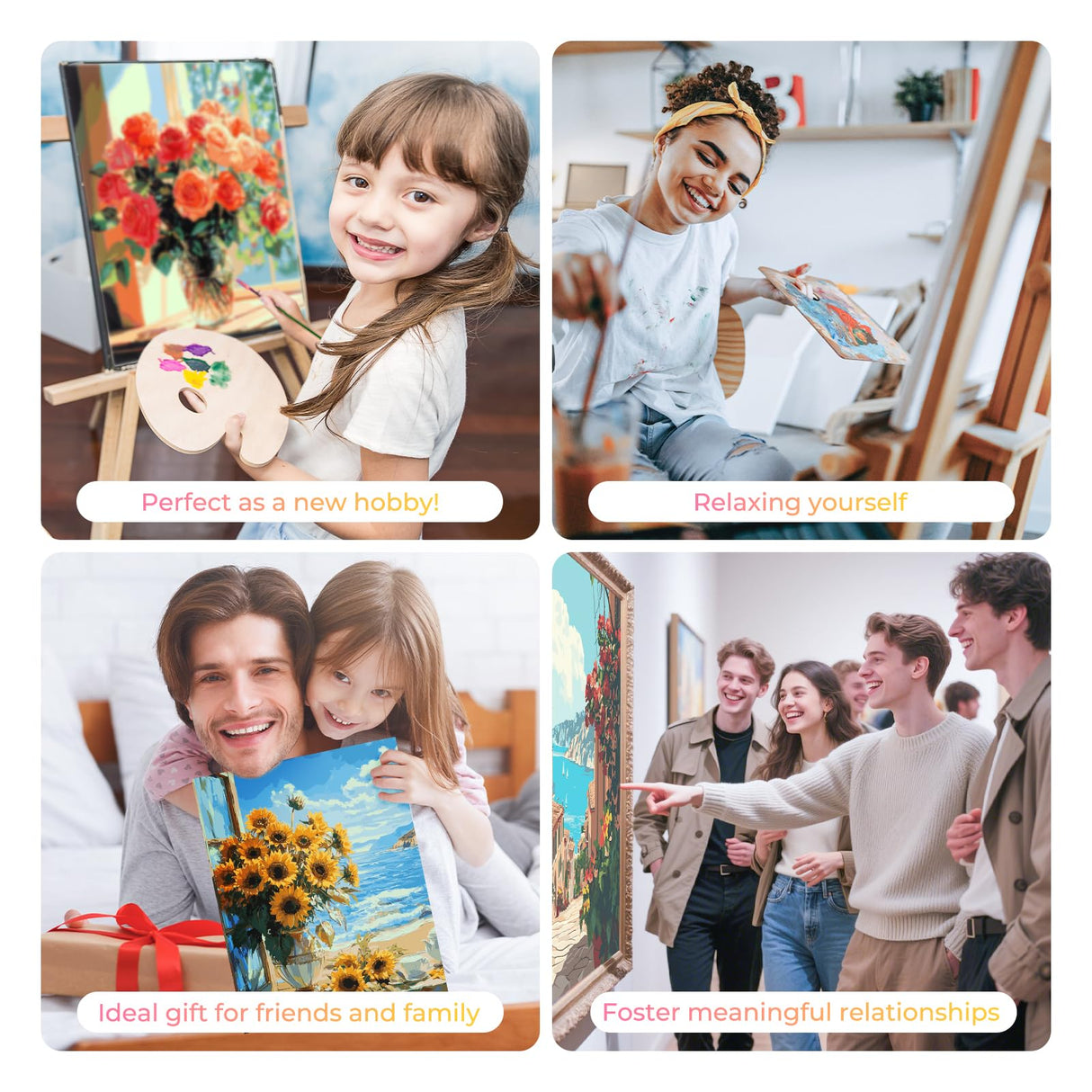 HTVRONT Paint by Number Kits for Adults, Beach Sunset Couple Easy Paint by Numbers Kits for Beginner, Adult Paint by Numbers on Canvas for Relax Gift Home Wall Decor 16x20in HTVRONT