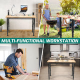 OLBRUS 48 "Adjustable Workbench, Heavy Duty 2000 LBS Load Capacity Hardwood Workbench Suitable for Workshop, Office, Garage, Home (Rubber Pad丨No Power Outlets 48"x24") OLBRUS