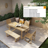 mopio Bruno Outdoor Dining Set, Solid Acacia Wood Patio Table & Chairs Set for Indoor Outdoor Dining, Mid Century Modern Farmhouse Conversation Sets (4 Seater: Table, 1 Bench, 2 Chairs | 4 Piece) mopio