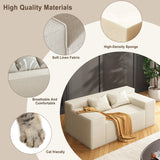 Small Modern Loveseat Sofa, Hybrid Sofa Couch in a Box, No Assembly Needed, Sleeper Sofa with 2 Pillows, Cat-Scratch Resistant Linen,Small Sofa for for Small Space, Living Room, Bedroom,Beige PurrJoys