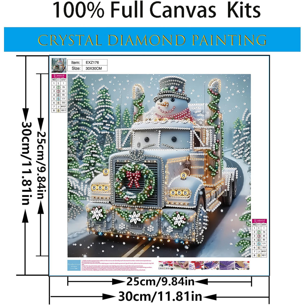 5D Christmas Diamond Art kits for Adults, Snowman Truck Special Shape Diamond Painting for Beginners, DIY Drill Crystal Rhinestone Diamond Dot Gem Art Kits for Adults, Home Wall Decor 11.8X11.8 Inch CHWGLFGG