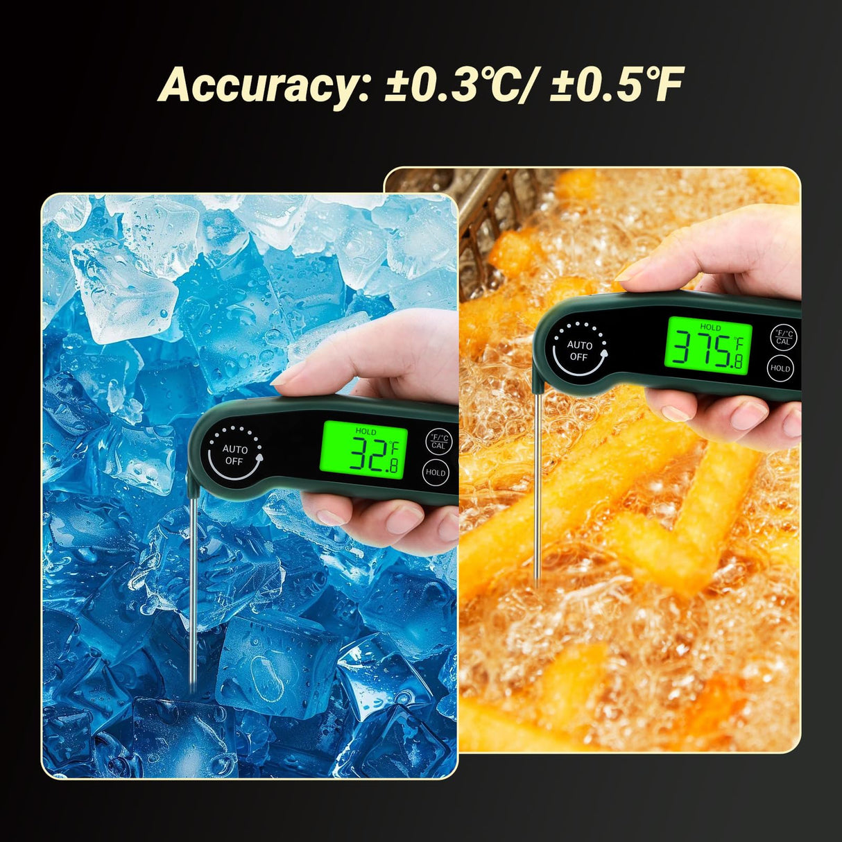 INKBIRD 0.5 Seconds Instant Read Meat Thermometer for Cooking RHT-11K, ±0.5℉ Accuracy Digital Food Thermometer with 1.42inch Large Screen, Waterproof Kitchen Thermometer for Candy, Grill, BBQ, Brewing Inkbird