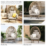 Bme Heavy Duty 500 Lbs Capacity Oversized Wicker Egg Chair for Outside, UV 2000 Hours Material with Non-discolouring Fabric Cushion, Durable Against Water, Weather Bme