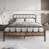 Elegant Home Products Black Queen Bed Frame with Wood Headboard - Sturdy Metal Platform Design, Easy Assembly & No Box Spring Needed Elegant Home Products