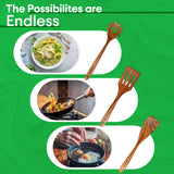 Wooden Kitchen Utensil Set - Teak Wood Cooking Utensil Sets Include Wooden Utensil Holder, Wooden Spatula, Spaghetti Spoon, Cleaning Brush & More - Durable Heat Resistant Wood Utensils Set for Cooking Northbend