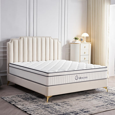 Gsleepee King Mattress, 10 Inch King Size Mattress in a Box, Gel Memory Foam Hybrid Mattress for Motion Isolation, Soft and Comfortable Mattress, Pressure Relief, Medium Firm Support Gsleepee