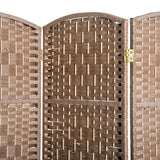 HOMCOM Room Divider, 3 Panel Folding Privacy Screen, 6FT Tall Portable Wicker Weave Partition Wall Divider for Bedroom, Home Office, Natural HOMCOM