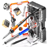 Soldering Iron Premium Kit, 60W Soldering Gun with Ceramic Heater, 12-in-1 Soldering Tool, Adjustable Temperature 200 to 450°C, Includes Soldering Iron Tip, Solder Wire, Pump and Paste MEAKEST