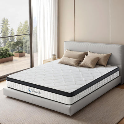 BLONIKA King Size Mattress, 12 Inch King Mattress in a Box, Medium Firm with Memory Foam and Pocket Springs, Strong Edge Support, Pressure Relief