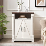 BuildHom 24" Farmhouse Storage Cabinet – Antique White Freestanding Buffet Sideboard with Barn Doors, Adjustable Shelf, Small Coffee Bar for Kitchen, Bathroom & Living Room BuildHom