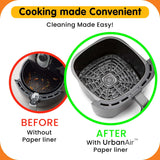 8-Inch Square 125pcs Air Fryer Paper Liners for Easy Cleanup - Non-Stick, Heat-Resistant, and Perfect Fit for Hassle-Free Cooking | Bleach-Free Parchment| (8 In/20cm) URBANAIR