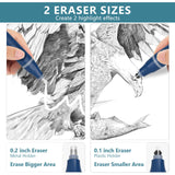 Foyucool Electric Eraser, Battery Operated Automatic Pencil Eraser with 220 Erasers Refills, 2 Erasers Sizes, Comfort Grip Art-Eraser for Drawing, Ideal for Artists, Students, Sketch, Engineers, Blue Foyucool