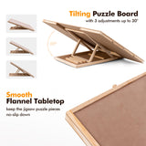 Sancallie Adjustable Wooden Puzzle Board Easel Non-Slip Suede Surface Puzzle Table Accessory for Up to 1,500 Pieces Puzzles with 4 Sorting Trays Sancallie
