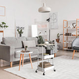 Simple Houseware 2-Tier Rolling Utility Cart with Top Board, Maple Simple Houseware