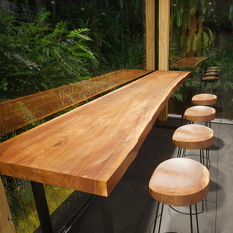 Lebolna Industrial Solid Wood Bar Height Table, Creative Live Edge Dining Table, Rustic Tall Counter Height Table, Rectangular Narrow Bar Table, No Stool (70.9", Brown) Lebolna