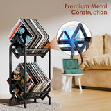 BOEASTER Vinyl Record Storage Rack, Record Holder 160-200 LP Storage Shelf Display Stand for Albums Books Magazines Files, Matte Black BOEASTER