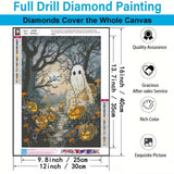 Halloween Pumpkin Diamond Art Kits for Adults,Full Round Drill Dot Scary Ghost Diamond Painting Kits for Beginner,DIY Gem Art and Craft Paint by Diamonds Scary Forest Scenery,Home Wall Decor 12X16Inch SJDIYSTORE
