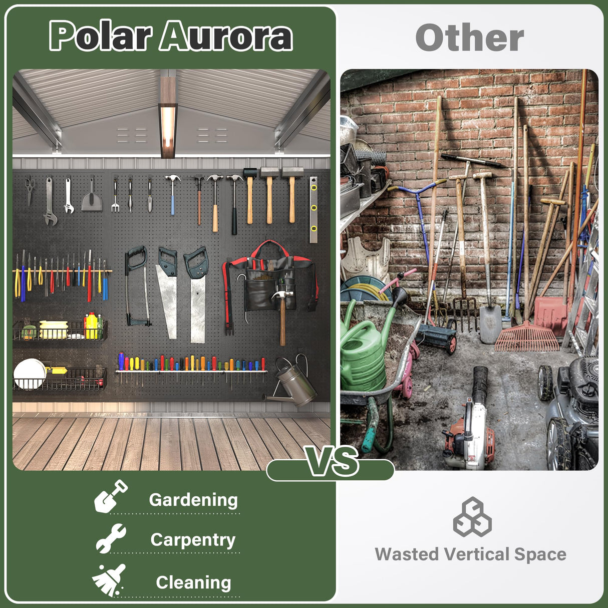 Polar Aurora 10x14 Outdoor Storage Shed, Garden Shed with Updated Frame Structure and Lockable Doors, Metal Tool Sheds for Backyard Garden Patio Lawn, White Polar Aurora