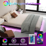 FSJianYi Floating Bed Frame Queen Size with LED Lights Metal Platform Bed No Box Spring Needed Easy to Assemble (King) FSJianYi