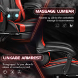 Homall Gaming Chair, Video Game Chair with Footrest and Massage Lumbar Support, Ergonomic Computer Chair Height Adjustable with Swivel Seat and Headrest (Red) Homall