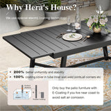 HERA'S HOUSE Extendable Patio Table and Chairs Set for 8, 9 Pieces Outdoor Dining Sets, 61"-84" Rectangular Metal Table with Chairs for Deck Lawn Garden Porch HERA'S HOUSE