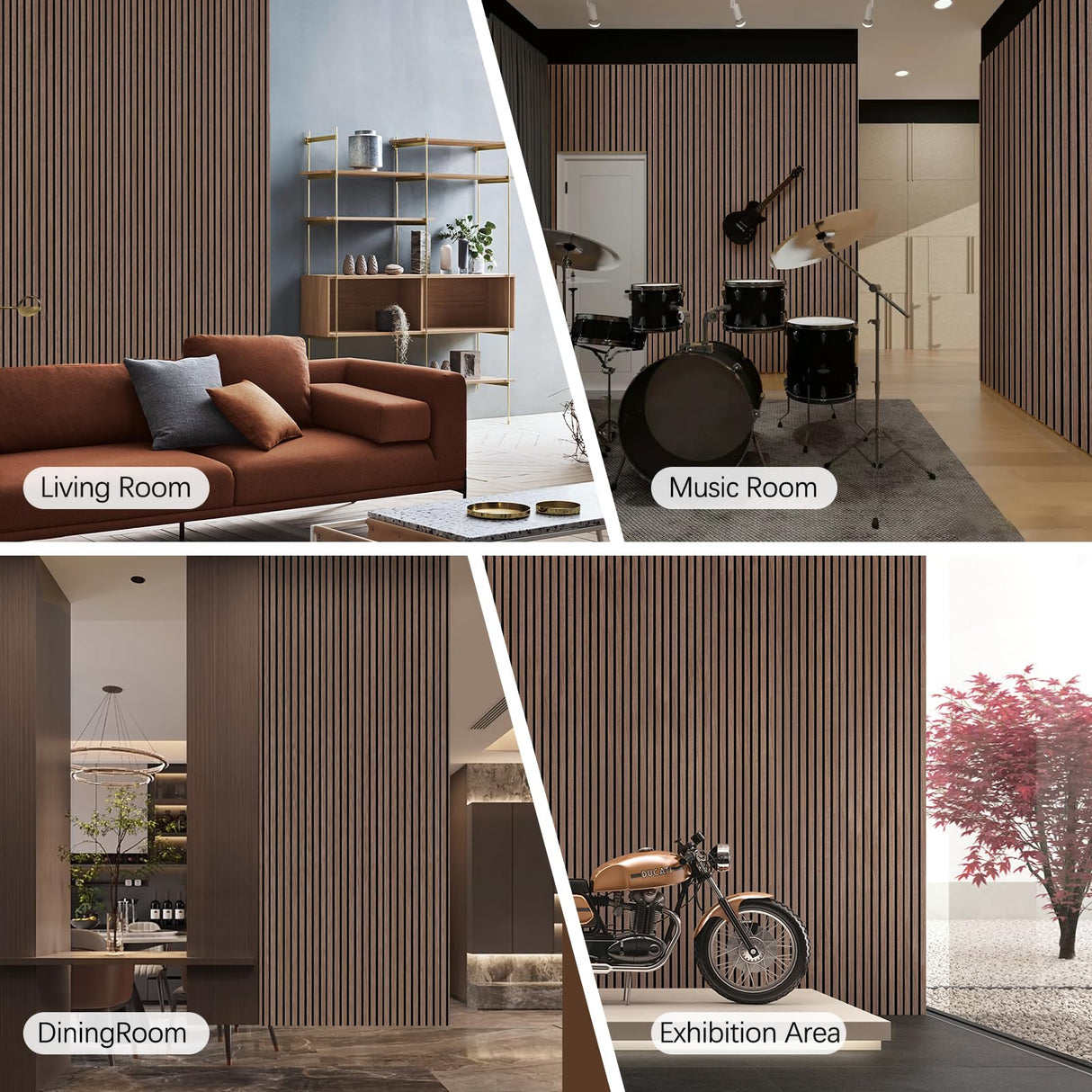 ARMURO Wood Panels for Wall - 2 PCS Wood Slat Wall Panel, Natural Walnut Veneer Acoustic Wall Panels - 12.6" W x 94.5" L ARMURO
