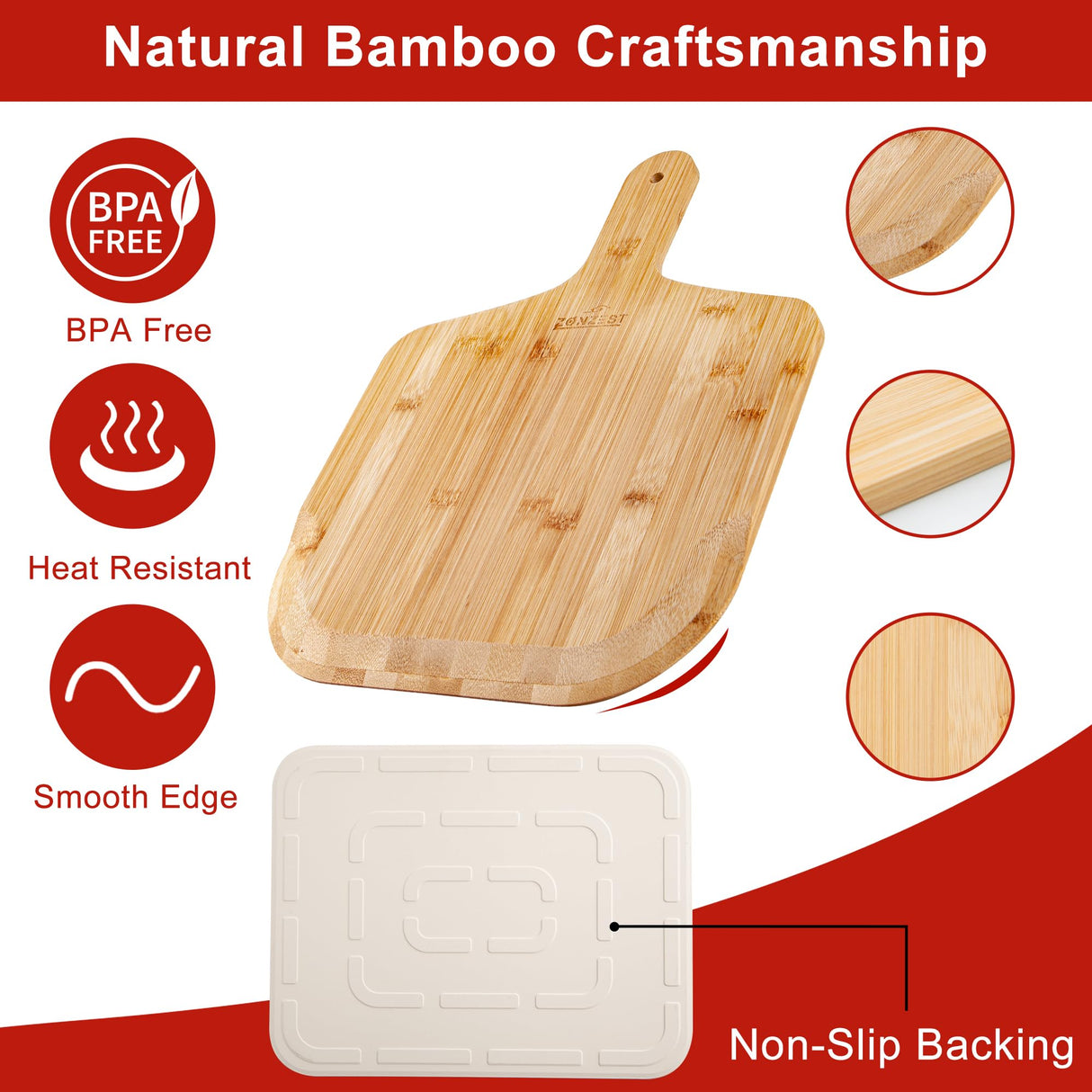 Zonzest Pizza Stone Set 8PCS – Professional 15" Large Pizza Stone for Oven and Grill With Pizza kit, Pizza Cutter, Server, Pizza Peel, Gloves, Baking Paper Baking Stone for Grill -Pizza Peel Set ZONZEST