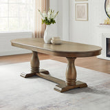 JURMALYN Oval Extendable Dining Table for 6 8 Solid Wood Dining Room Table with 8Chairs Set, 9 Piece Kitchen Table with Leaf Chairs Set Country Rustic Farmhouse Furniture Oak (76.06" to 94.06 ") JURMALYN