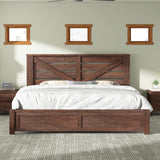 AMERLIFE King Size Farmhouse Bed Frame with Barn Door Headboard and Under Bed Storage AMERLIFE