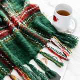 Quinnsus Christmas Throw Blanket | Soft Lightweight Green Plaid Christmas Throw Blankets | Faux Cashmere Checkered Blanket with Tassels for Christmas Home Decoration (50"x60") Quinnsus