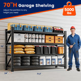 Yizosh Storage Shelves, 5000LBS Garage Shelving Unit, Metal Shelving Adjustable Storage Shelves Heavy Duty, Suitable for Garage, Supermarket, Warehouse, 71" W x 24" D x 70" H Yizosh