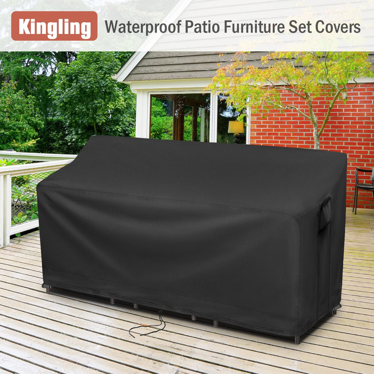 Kingling Patio Furniture Covers for 3 Piece Patio Chairs Set, Outdoor Furniture Cover Waterproof Wicker Chairs Cover - 75"L X32"W X31"H Kingling