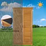 Outvita Outdoor Storage Cabinet, 63in Wooden Garden Tools Shed with 2 Lockable Doors, 3 Adjustable Shelves, Waterproof Roof for Yard Garge Patio Deck Porch, Natural Outvita