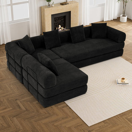 DAMAIFROM Modular Sectional Loveseat Sofa Cloud Boneless Couch, Modern Sleeper Sofa for Customizable Living Spaces, Cozy Modular Couch for Indoor Room, No Assembly Required, Black DAMAIFROM