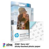 HP Sprocket 2x3" Premium Zink Sticky Back Photo Paper (20 Sheets) Compatible with HP Sprocket Photo Printers, White HP