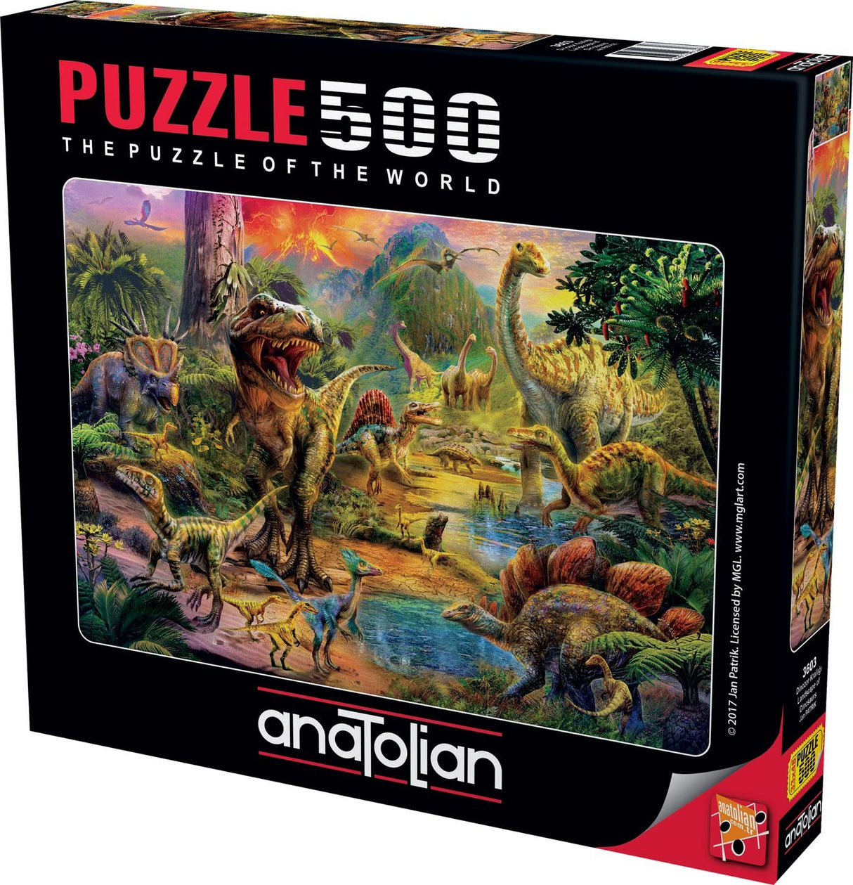 Anatolian ANA3603 Puzzle: 500 Landscape of Dinosaurs, Brown/A Anatolian