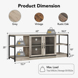 CABIHOME Farmhouse TV Stand for 65/75 inches TVs, Entertainment Center with Storage Cabinet and Mesh Doors, Industrial TV Media Console Cabinet Table, Media Furniture for Living Room, Grey CABIHOME
