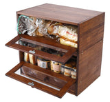 IZLIF Bread Box for Kitchen Countertop Removable 2 Shelf Natural Bamboo Bread Storage Container Bread Keeper with Clear Windows and Utensil Flatware Holder,Brown IZLIF