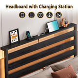 CLIBFENG 14 Inch Classic Metal Platform Bed Frame-Full Size Bed Frame with Headboard,Steel Slats Support-LED Bed Frame with USB Charging Station,Under Bed Storage,No Box Spring Needed,Noise Free CLIBFENG