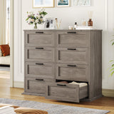 BOTLOG Dresser for Bedroom Wooden, Farmhouse Grey Wood Dresser with 8 Drawers, Chest of Drawers for Bedroom Large Capacity Closet Dresser, Hallway, Entryway, Ash Grey BOTLOG