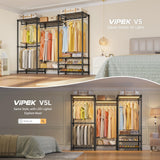 VIPEK V5 Portable Closet Wardrobe Heavy Duty Clothes Rack, Freestanding Clothing Rack with 4 Hang Rods & 8 Shelves, Adjustable Closet Rack, 68.9" L x 15.7" W x 76.4" H, Max Load 890LBS, Black VIPEK