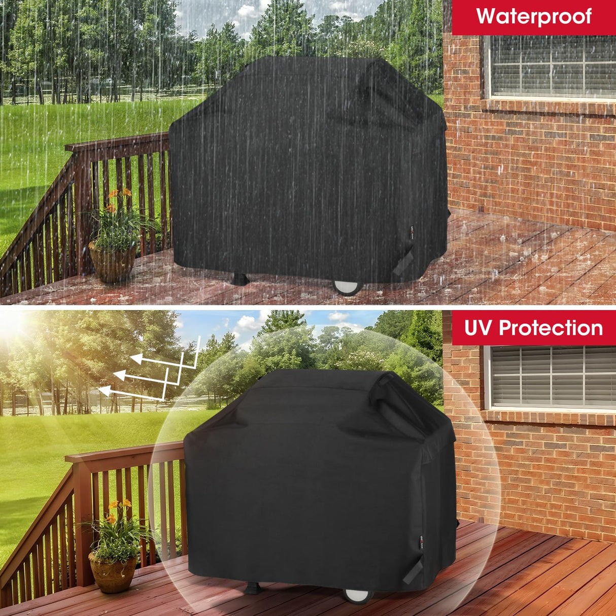 Unicook Heavy Duty Waterproof Barbecue Gas Grill Cover, 65-inch BBQ Cover, Special Fade and UV Resistant Material, Durable and Convenient, Fits Grills of Weber Char-Broil Nexgrill Brinkmann and More Unicook