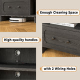 IRONCK TV Stand for 65 Inch TV, 55" LED Entertainment Center with Storage Cabinets, Power Outlets and Open Shelf, Media Console TV Cabinet with Drawers for Living Room, Black IRONCK