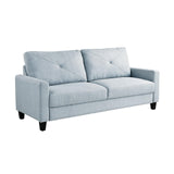 Serta® Lindbergh 70.5" Modern Transitional Sofa, Tufted Back Cushion, Square Track Arms, Solid Wood Legs, Dream Coil® Comfort, Woven Polyester Fabric, Light Gray Serta