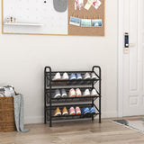 FKUO 3 Tier Shoe rack for closet Mesh fabric narrow Metal shoe racks, Small Shoe Storage Organizer Shelf for Entryway, Hallway, Dorm Room (Black, 3 Tier) FKUO