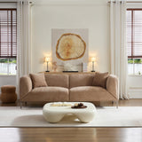 YOPENG 82" Modern Sofa 3-Seater Upholstered Couch with Metal Legs, Luxury Comfy Tuxedo Sofas, Soft Boucle Loveseat Minimalist Curved Couches for Living Room Bedroom Home Office Apartment, Camel YOPENG