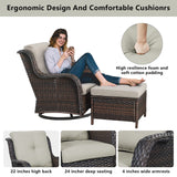 Belord Wicker Patio Furniture Sets - 13 Piece Outdoor Rattan Furniture Conversation Sets with 4 Swivel Rocker Chairs, 2 Rattan Sofas, Wicker Ottomans and Coffee Table, Brown/Beige Belord